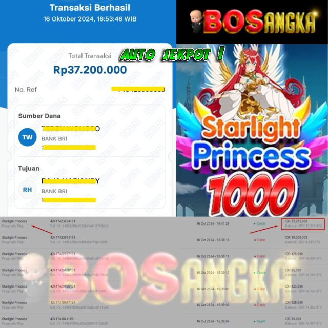 SELAMAT KEPADA ID XXXX JACKPOT PERMAINAN STARLIGHT PRINCES 1000 DI WEB BOSANGKA