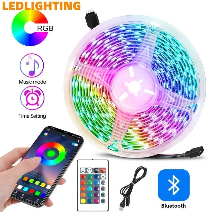 Luzes De Led Para Quarto 30M/20M/5M/10M/1M Sincronização De Música Faixa Com Controle Remoto E RGB De Aplicação , Decoração De Festa De Casa