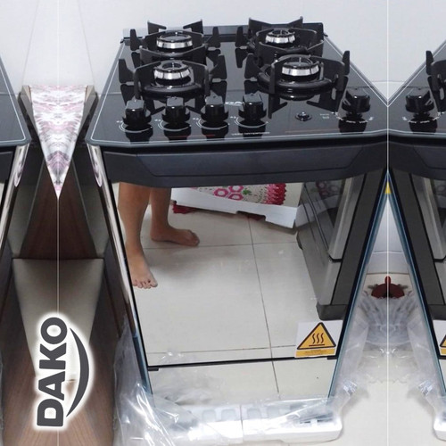 Fogão 4 Bocas Preto Com Frente Em Vidro Espelhado E Mesa De Vidro Dako Magister Style.jpg