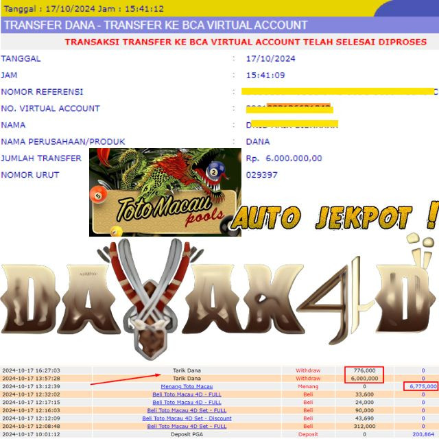 SELAMAT KEPADA ID XXXX JACKPOT POOL TOTOMACAU  DI WEB DAYAK4D