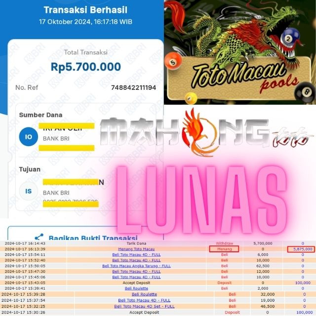 SELAMAT KEPADA ID XXXX JACKPOT POOL TOTOMACAU  DI WEB MAHONGTOTO