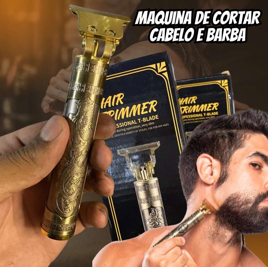 Máquina Profissional Dragão Acabamento Sem Fio Cabelo Barba Pezinho Personalizada Com Limitador de Lamina Ajustável Recarregável 4 Pentes Óleo Escovinha Kit Conjunto Aparador Acabamento