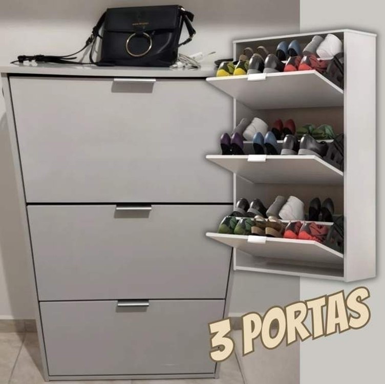 Sapateira Safira 3 Portas (18 Pares De Sapatos) Cor Branca