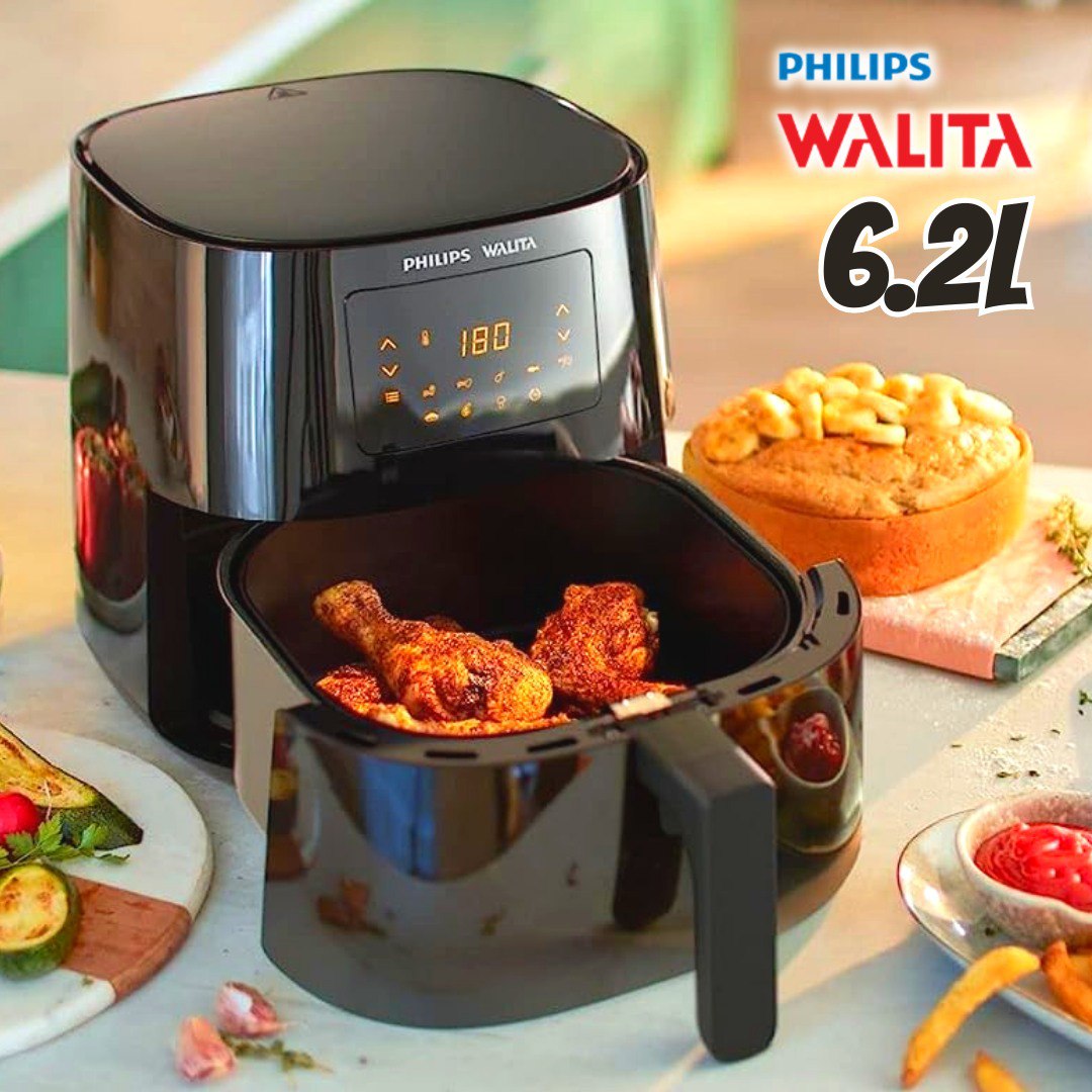 Fritadeira Elétrica Airfryer Philips Walita Essential Xl Ri9270 Painel Digital Potência 2000W 6,2 Litros Preta 110v