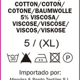 95% cotton 5% viscose Care label