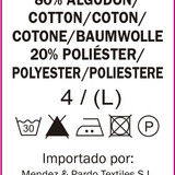 80% cotton 20% polyester Care label