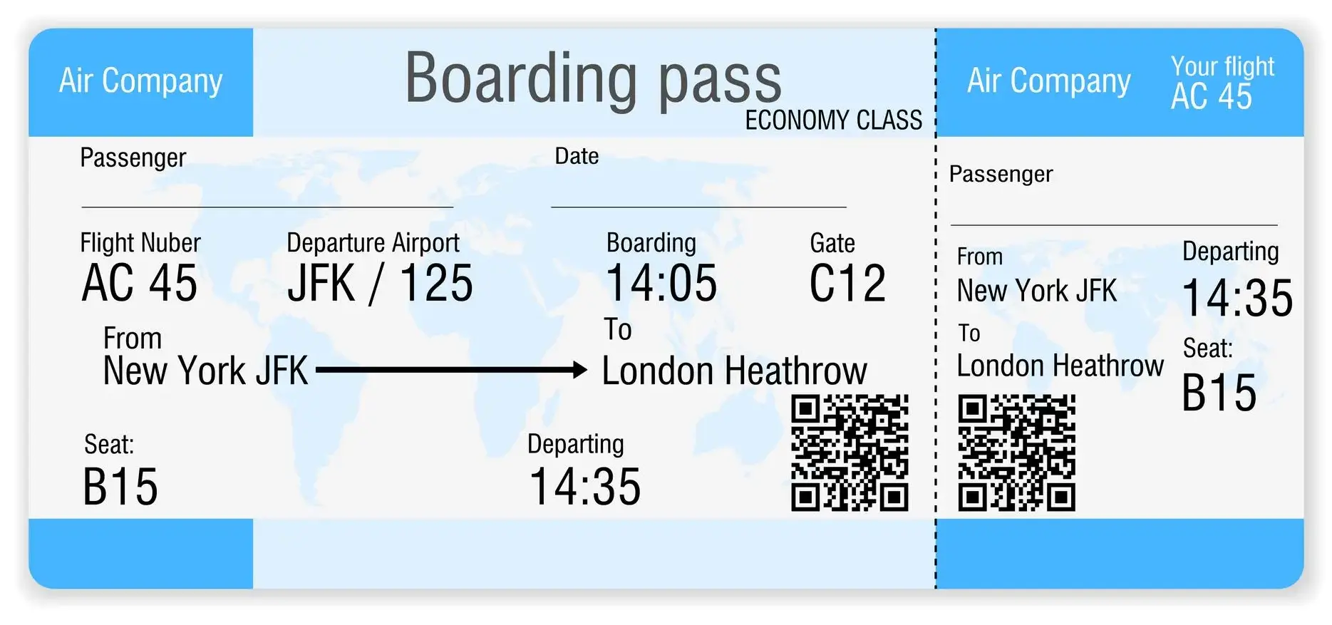 boarding pass کارت پرواز