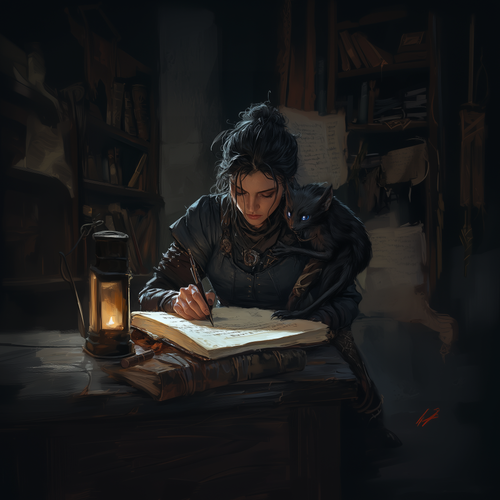 mantywastaken Amara sits at her worn desk hunched over a large 9e89f18e c59d 4471 8333 7d1ff2208270.png