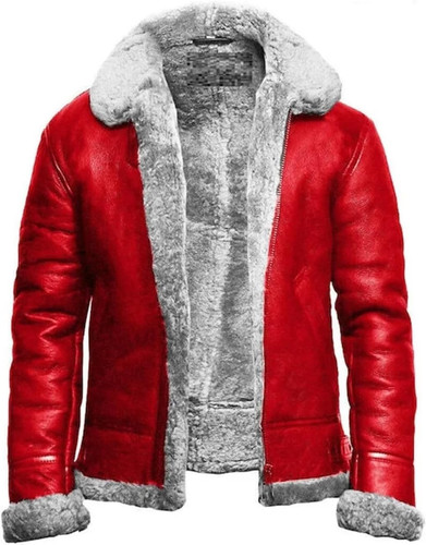 B3 Red Leather Jacket Shearling Bomber Aviator Winter Pilot RAF Coat1.jpg