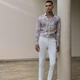 Comfort Printed Men's White Cotton Tencel Shirt.png