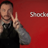 Shocked 07 White man with a tie and vest signing being shocked aka Sarcastic Sign Language (Animated.gif