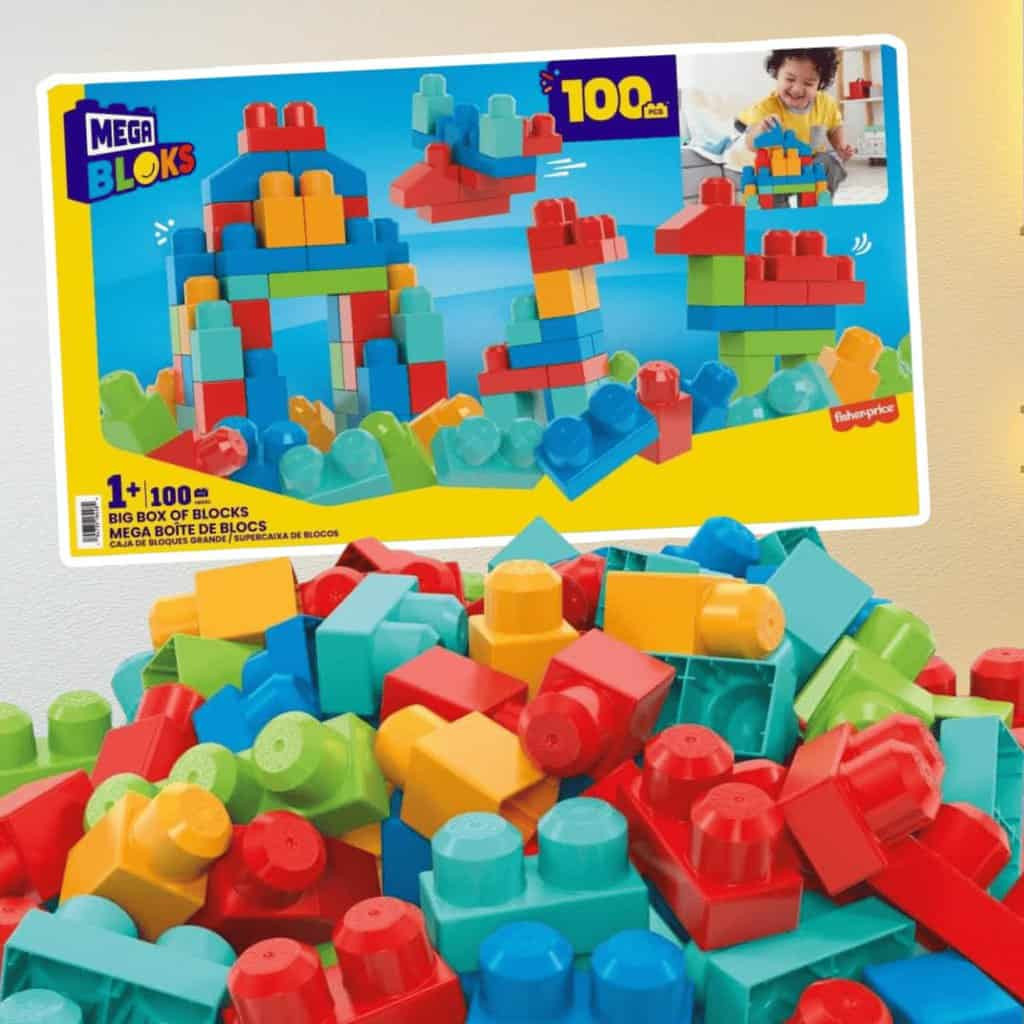 MEGA BLOKS, Supercaixa com 100 Blocos de Montar Grandes, Conjunto de Brinquedo para Idades a partir de 1 ano