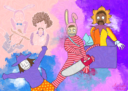 Popee the Performer x BBR2 characters: outfit and art style.png