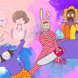 Popee the Performer x BBR2 characters: outfit and art style