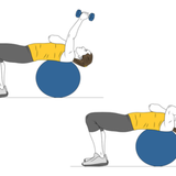 extension de triceps a una mano con mancuerna tumbado sobre pelota de pilates init pos 9585