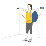 elevacion lateral de hombros con mancuernas apoyado en pelota de pilates init pos 7250