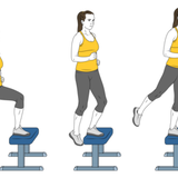 zancada alta apoyando la otra pierna en banco init pos 9600