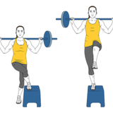 cruces de piernas con barra sobre steps init pos 6177