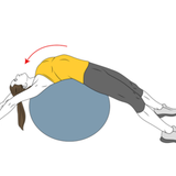 estiramiento de abdominales tumbado sobre pelota de pilates init pos 7010