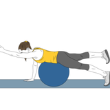 extension de pierna y brazo sobre pelota de pilates init pos 3254