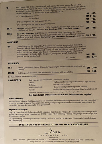 Sinn Chronos Preisliste 07 1989 Seite 2