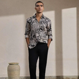 Fawn Tencel Beige Color Printed Cotton Men's Luxury Full Sleeves Branded Shirt.png