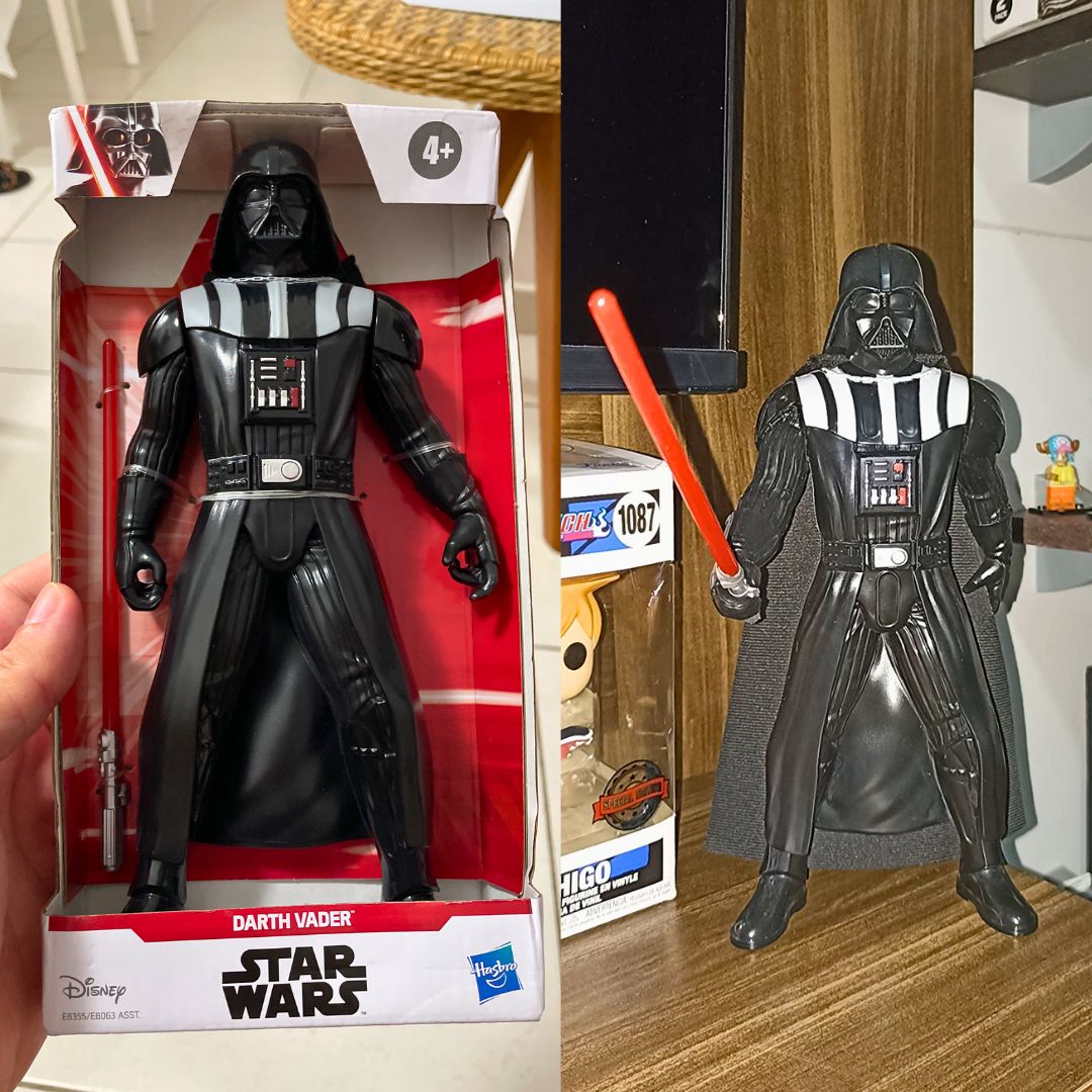 STAR WARS Figura Oly E5 de 9,5 cm, para crianças acima de 4 anos – Darth Vader – E8355 – Hasbro, Preto e vermelho