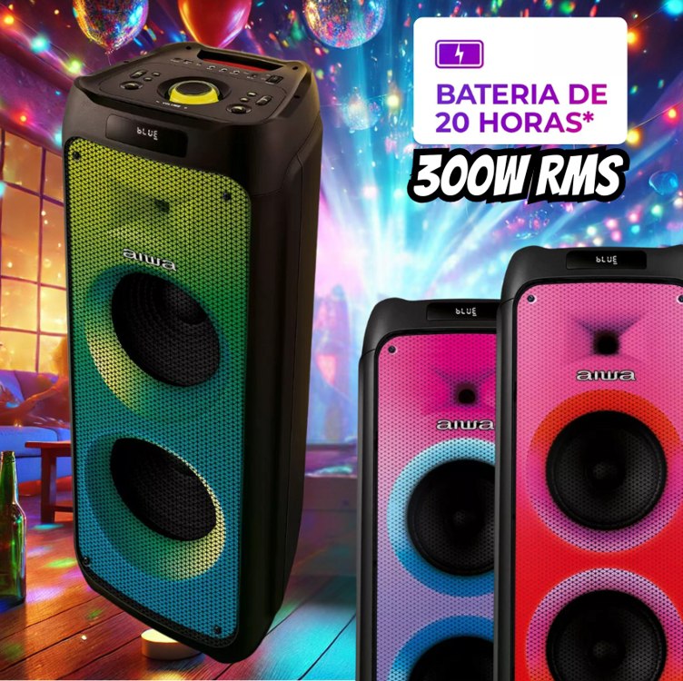 Caixa De Som Partybox Aiwa Pb-06 Bluetooth 20h Rgb Usb Tws