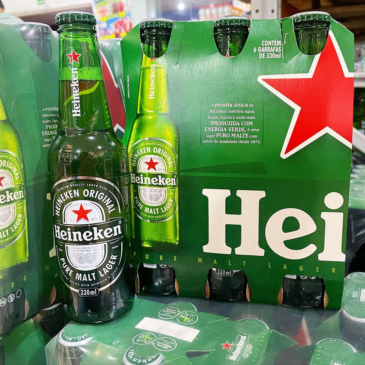 Cerveja Heineken Long Neck, Pack 6 unidades, 330Ml