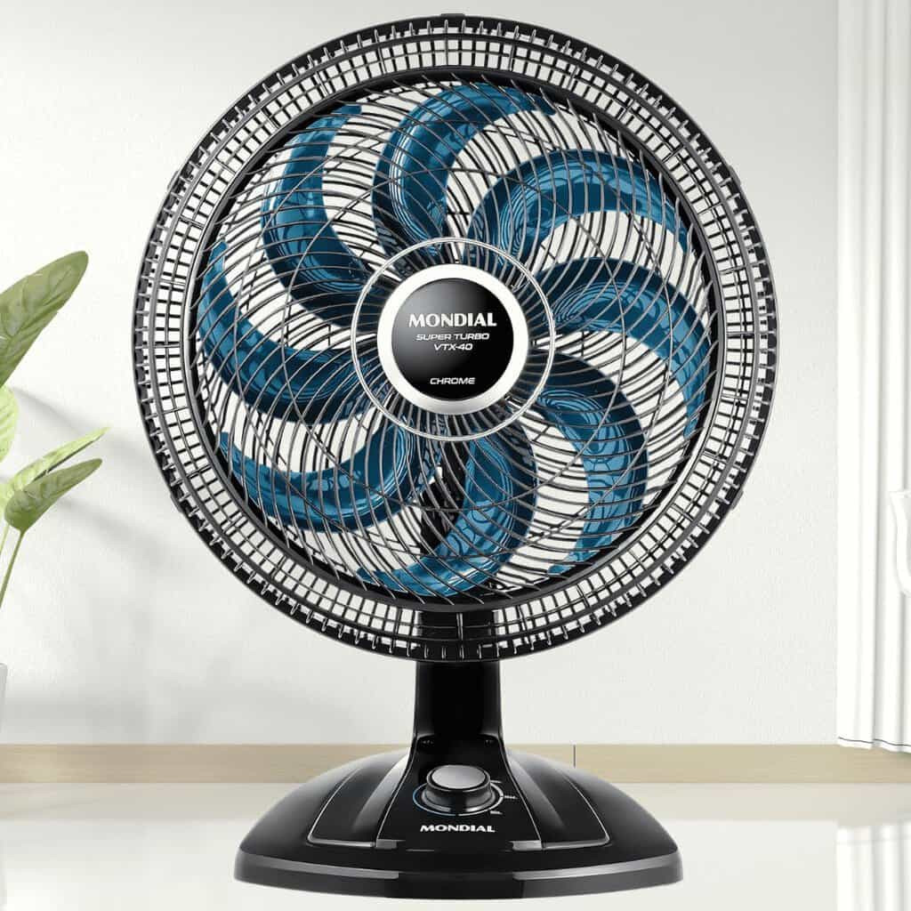 Ventilador de Mesa 40cm Super Turbo, Mondial, Preto/Azul, 140W, 110V – VTX-40-CHROME