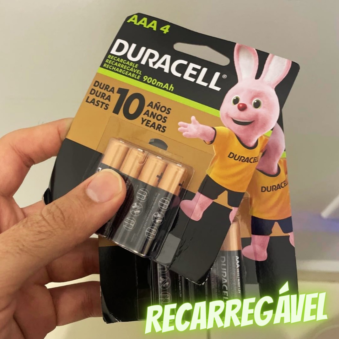 Duracell, AAA-Rechx4, Pilha Recarregável AAA Palito Com 4 Unidades