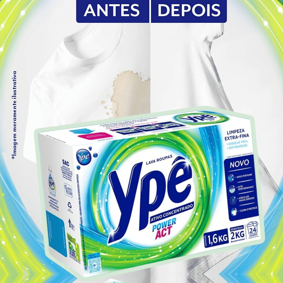 Ypê Lava Roupas em Pó Power Act 1,6Kg