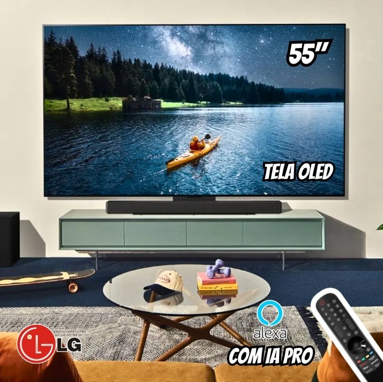 Smart TV 4K 55″ LG OLED evo OLED55C4 Processador α9 Ger7 AI Painel 144Hz Intensificador de Brilho Design Ultra Slim Dolby Vision Dolby Atmos