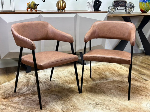 Dora Upholstered Dining Chair in Tan Color and Metal Legs.jpg