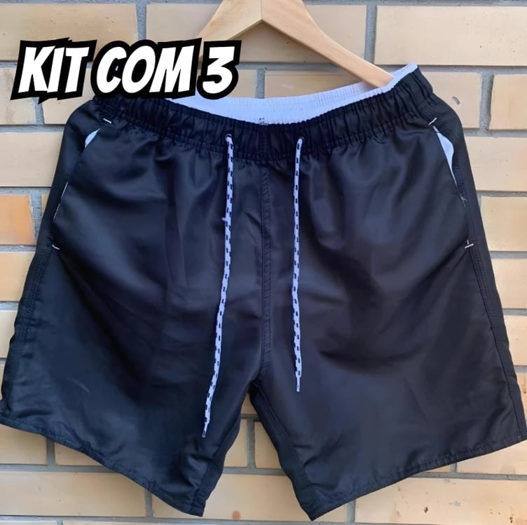 3 Bermudas Lisas Com Amarração Shorts Academia Treino Praia