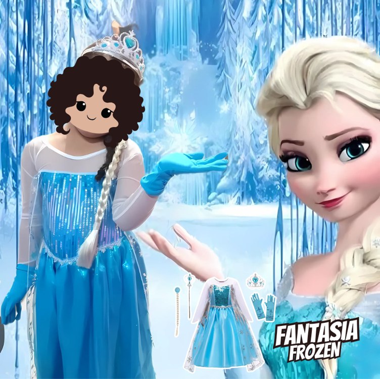 Fantasia Infantil Frozen Vestido Elsa + Kit De Acessórios