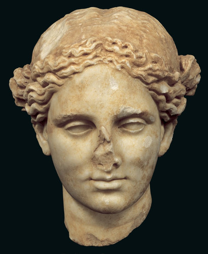 Roman Head of Apollo Sauroktonos (the lizard killer) copy of a 4th century Greek bronz (MeisterDruck.jpg