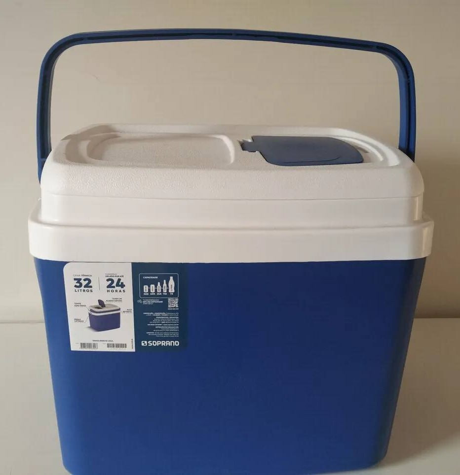 Caixa Térmica Cooler Com Alça 32l Azul Tropical – Soprano