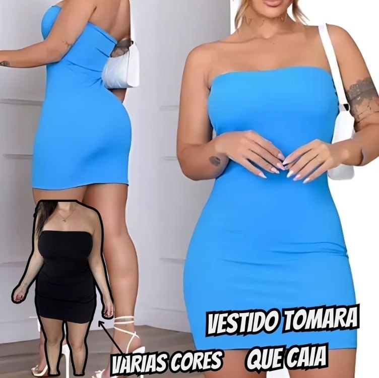 Vestido Tomara Que Caia Tubinho Modelador Efeito Lipo Gold