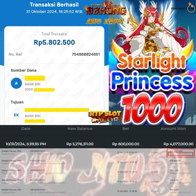 SELAMAT KEPADA ID XXXX JACKPOT PERMAINAN Starlight Princess 1000 - Pragmatic Play DI WEB SHIOJITU