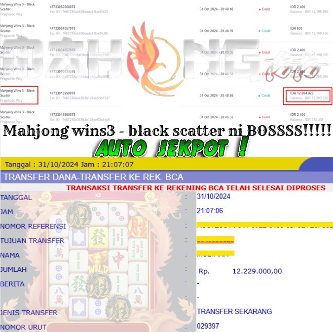 SELAMAT KEPADA ID XXXX JACKPOT PERMAINAN Mahjong Wins 3 – Black Scatter- Pragmatic Play  DI WEB MAHONGTOTO