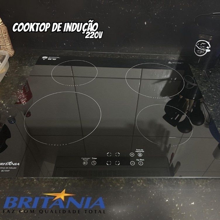 Cooktop de Indução Britânia 4 queimadores preto BCT04P 220V