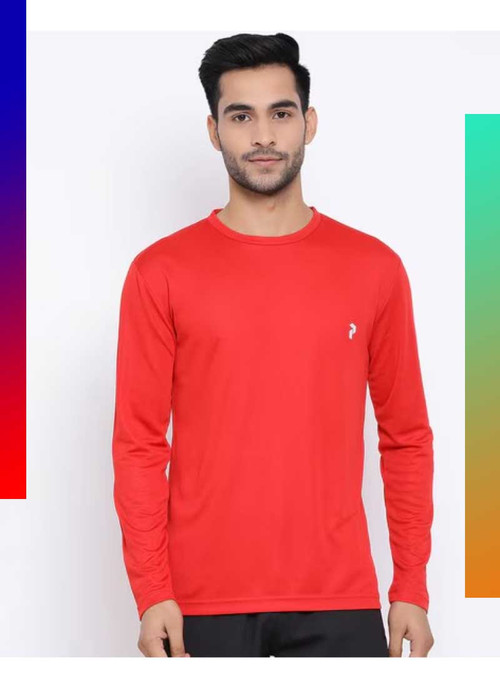 perfkt u red regular fit full sleeves crew neck t shirt