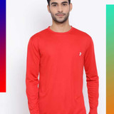 perfkt u red regular fit full sleeves crew neck t shirt