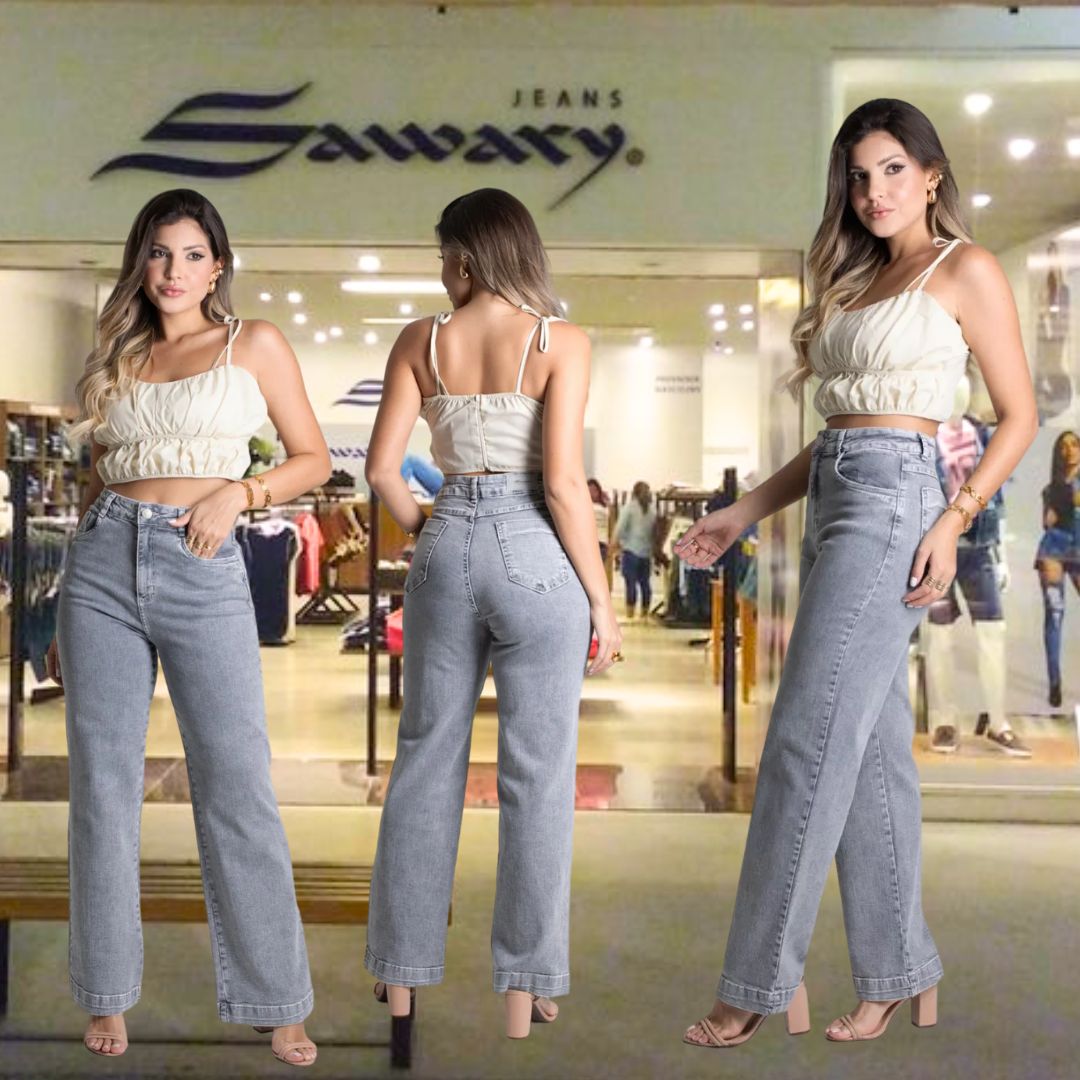 Calca Jeans Feminina Sawary* Wide Leg Petit_277942