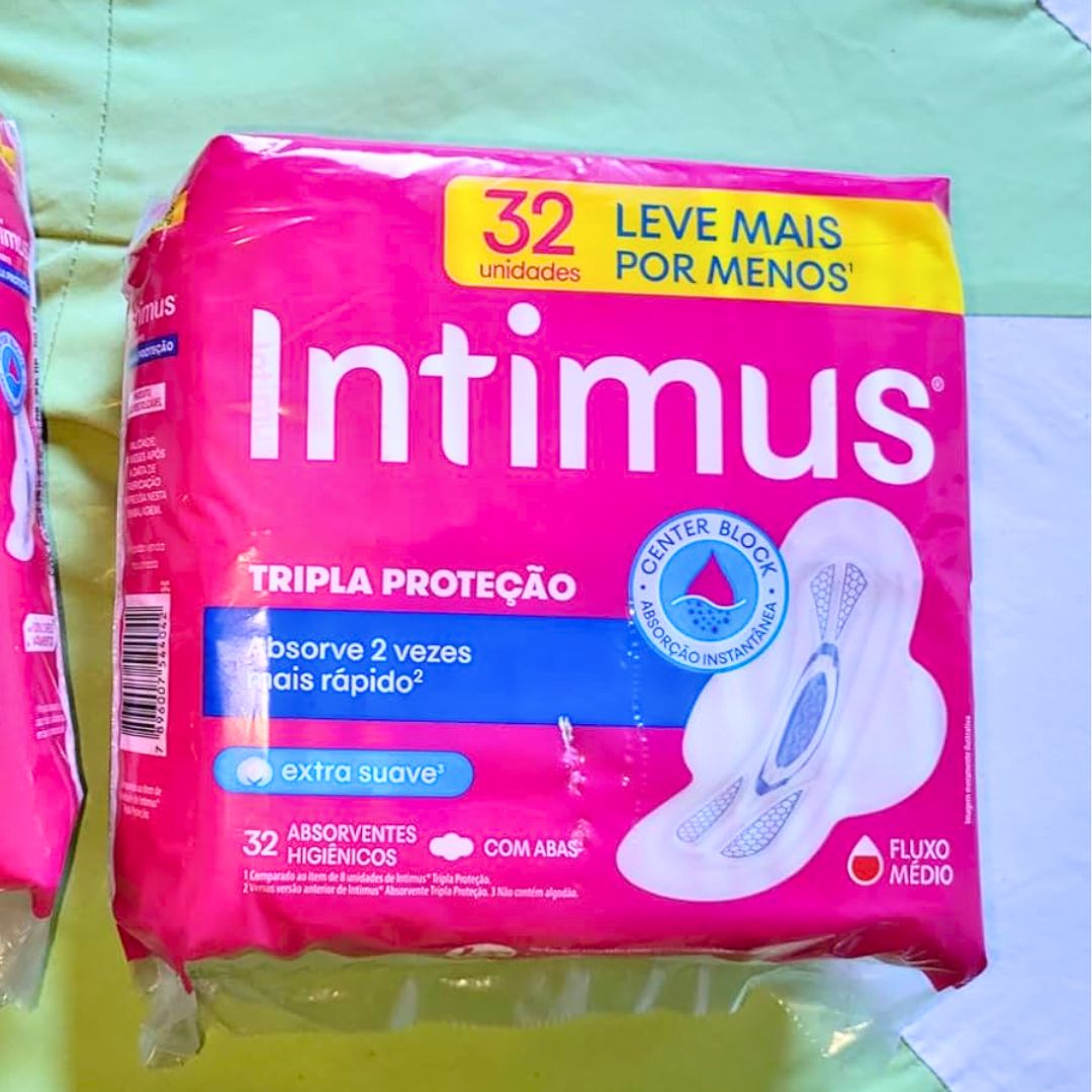 Intimus Absorvente Externo, Tripla Proteção Suave com Abas, 32 unidades