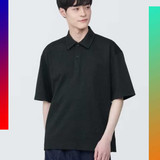 muji black cool touch half sleeve polo t shirt