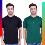 weardo black 26 green regular fit pack of 2 henley t shirt