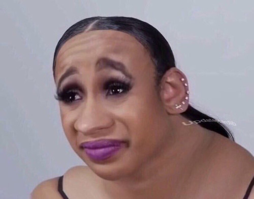 Facial Expression 14 Cardi B morphed w retarded girl meme w a ridiculous facial expression Confused .jpg