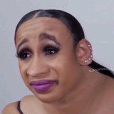 Facial Expression 14 Cardi B morphed w retarded girl meme w a ridiculous facial expression Confused 